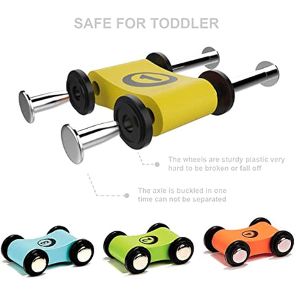 Top Bright Wooden Race Track Car Ramp Racer for 1 2 Year Old Boys Girls Gifts Presents, Toddler Toys with 4 Mini Cars