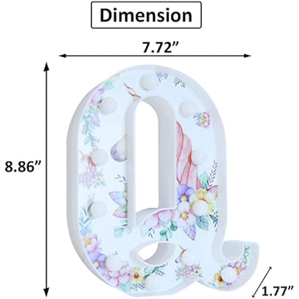 Vimlits Unicorn Light Up Letters, LED Letter Lights Warm White Alphabet Sign Unicorn Gifts for Girls Birthday Unicorn Party Decorations Bedroom Night Light Christmas Valentine Wall Table Decor - Q