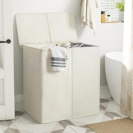 Chrislley 180L Double Laundry Basket with lid and Removable Laundry Bags Large Collapsible 2 Dividers washing basket with Handles for Bedroom Laundry