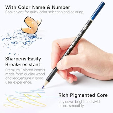 Shuttle Art 174 Colours Professional Colouring Pencils, Soft Core Coloured Pencils Set with 1 Colouring Book,1 Sketch Pad, 4 Sharpener, 2 Pencil Extender, Artists Kids Adults Colouring, Drawing