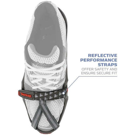 YAKTRAX RUN Ice & Snow Grips For Running Shoes, 3mm Carbide-Steel Spikes & 1.4mm Stainless-Steel Coils, Provides Traction In Ice & Snow, Grey