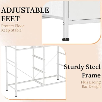 CAIYUN Chest of Drawers,Dresser for Bedroom with 9 Drawers,Fabric Dresser with Wood Top and Large Storage Space, Easy to Assemble, for Bedroom, Living room, White