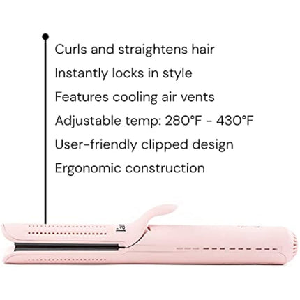 L'ANGE HAIR Le Duo 360° Airflow Styler - 2-in-1 Curling Wand & Titanium Flat Iron Hair Straightener - Professional Hair Styler - Hair Curler with Cooling Air Vents - Adjustable Temp.