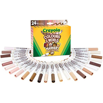 CRAYOLA Colours of the World Washable Markers - Assorted Colours (Pack of 24) | Colours That Represent Skin Tones from Around the World | Ideal for Kids Aged 3+