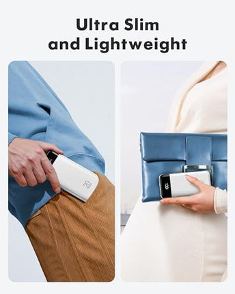 Charmast Power Bank, 20,000mAh Built-in 4 Cables Portable Charger, 20W Fast Charging Battery Pack with 4 Potrs, USB-C Powerbank for iPhone 16/15 Series, iPad, Android Phone, and mor (White)