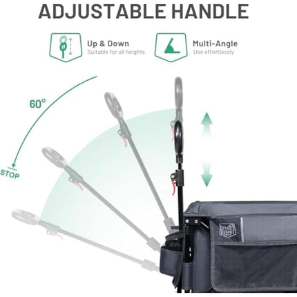 TIMBER RIDGE Festival Trolley on Wheels with Brakes, 200L Folding Camping Beach Trolley with Adjustable Handle & Cover Bag, 100kg Heavy Duty Cart Wagon for Outdoor Garden Picnic