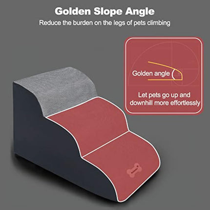 Galatée Pet Stairs, Washable & Zippered Cover Removable Pet Ramp, High Density Foam Dog Stairs, Dog Steps, 3 Floors Of Pet Stairs, Dog Sofa Bed(Grey)