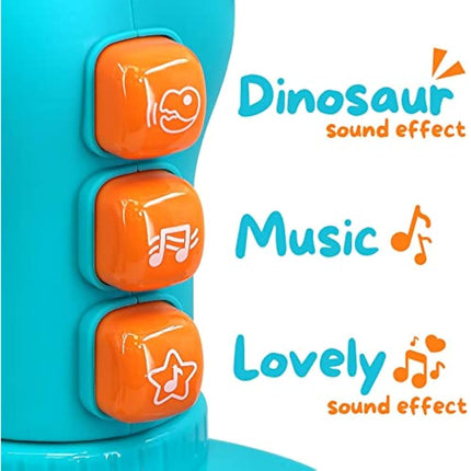 Kids Dinosaur Trike, Ride On Bike with Dino Roar Sounds, Music, Lights, Spin Handle, Interactive Toy, Balance Bike Tricycle for Babies and Toddlers Age 18 Months +