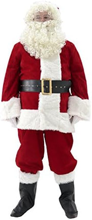Ahititi Santa Claus Costume for Men Santa Suit Adults 11pcs Mens Deluxe Professional Christmas Clause Outfit Xmas Cosplay