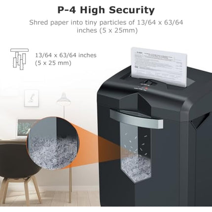 Bonsaii Heavy Duty Paper Shredder, 60-Minute 18 Sheets Cross Cut Office Credit Card Shredders for Industrial and Business Use, 23-Litre Pullout Bin with 4 Casters, Black (C149-C)