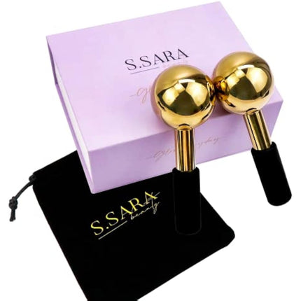S.Sara Ice Globes for face and eyes | Facial skin care tool for face, neck and eyes | Stainless steel facial massage roller | Depuff skin | Rejuvanate skin | Unbreakable | Set of 2