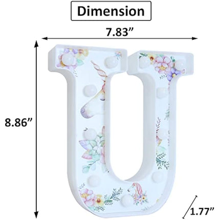 Vimlits Unicorn Light Up Letters, LED Letter Lights Warm White Alphabet Sign Unicorn Gifts for Girls Birthday Unicorn Party Decorations Bedroom Night Light Christmas Valentine Wall Table Decor - U