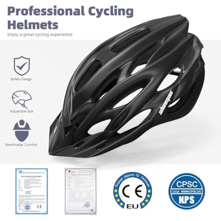 Shinmax Bicycle Helmet with Safety LED Light CE Certified Bike Helmet Adjustable Mountain & Road Cycle Helmet for Men Women Adult Cycling Helmet with Detachable Visor Lightweight MTB Helmet