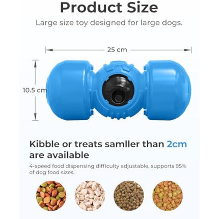 LACCEN Interactive Dog Toy, Rolling Dog Treat Dispenser Slow Feeder, Funny Dog Puzzle Toy, Reduce Boredom Improve IQ, Treat Toys for Boredom Medium Large Dogs (Blue)