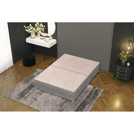 Bed Centre Tweed Gray Flexby Divan Bed Base - Headboard And Storage Drawer (Single, Small Double, Double, King and Super King Size (Small Double, Divan Base with 2 Drawer Same Side No Headboard)