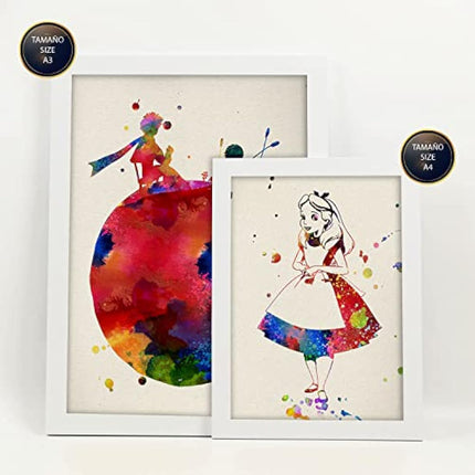 Nacnic Set of 6 posters of Alicia and the Little Prince. Collection of plates with aesthetic collage for interior decoration. Sizes A3 and A4. With white frame.