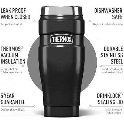 Thermos Stainless King Travel Tumbler & Multi- Purpose Flask- 470ml Insulated Hot & Cold Water Bottle for Daily Commute & Weekend Adventures - Sleek Design in Gun Metal, 5-Year Durability