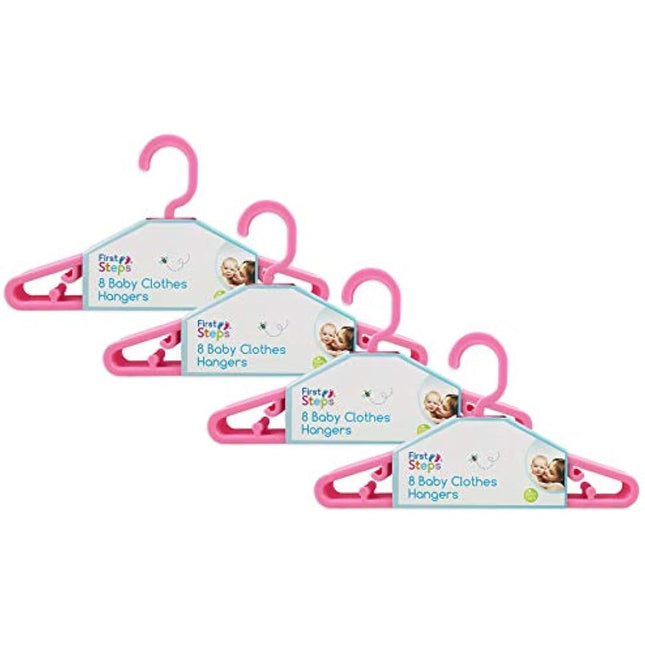 Baby Coat Hangers Small Clothes Hangers First Steps Pack of 32 Pink