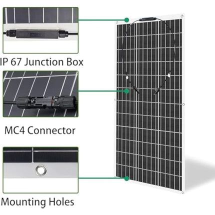 400W Flexible Solar Panel 2 * 200W 24V/12V Monocrystalline Bendable -Semi-Flexible Solar Panels Charger Off-Grid for RV Boat Cabin Van Car Uneven Surfaces