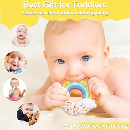 6PCS Sensory Chew Necklace, Teether Chew Toys Safety Food Grade Silicone for Kids Toddlers ADHD, Autistic, Biting Needs, Oral Motor Teether Chew Pendant Toy with Adjustable Buckle for Baby (Yellow)