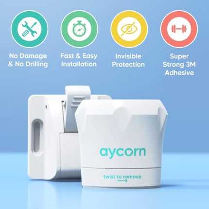 AYCORN® Magnetic Safety Cupboard Locks [10x] for Children [Includes 2X Keys] Child & Baby Safety Proofing for Kitchen, Cabinets and Drawers, 30 Second Install (No Drilling) with 3M Adhesive