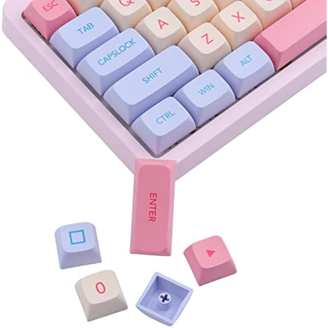 JakeTsai PBT Keycaps,XDA Profile 132 Keys Set Dye Sublimation Keycaps Marshmallow Theme Keycap ANSI Layout Compatible MX Switches Mechanical Keyboard