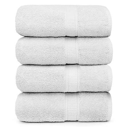 Ariv Collection Premium Bamboo Cotton Bath Towels - Natural, Ultra Absorbent and Eco-Friendly 30" X 52" (White)