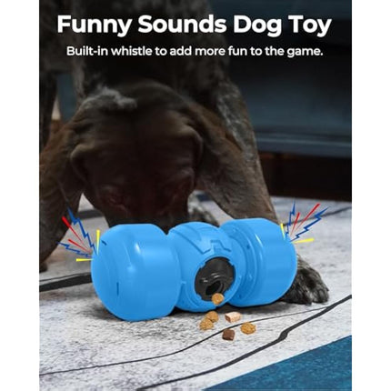LACCEN Interactive Dog Toy, Rolling Dog Treat Dispenser Slow Feeder, Funny Dog Puzzle Toy, Reduce Boredom Improve IQ, Treat Toys for Boredom Medium Large Dogs (Blue)