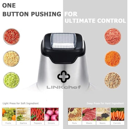 Mini Food Chopper LINKChef 400W Food Processors, Vegetable Chopper Electric, 1.2L Stainless Steel Bowl, Baby Food Chopper with 4 bi-Level Blades for Meat Fruit Onion Salad