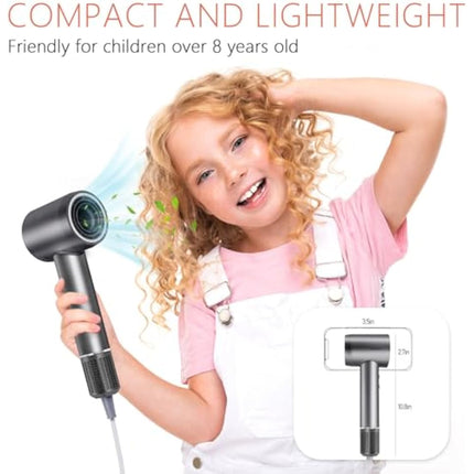 Hair Dryer, IMMOSO 1600W Fast-Drying Blow Dryer 110,000 RPM Brushless High-Speed Motor, Low Noise Thermo-Control with 200 Million Negative Ionic, Portable Hairdryer for Home/Gift, Gray