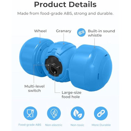 LACCEN Interactive Dog Toy, Rolling Dog Treat Dispenser Slow Feeder, Funny Dog Puzzle Toy, Reduce Boredom Improve IQ, Treat Toys for Boredom Medium Large Dogs (Blue)