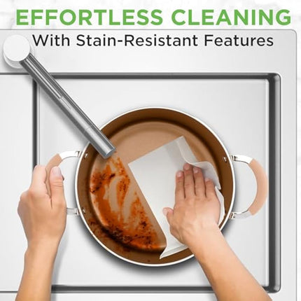 Nutrichef 20 Piece Pots and Pans Set, Bakeware and Cookware Set, Induction Hob Pots Set w/Lids, Non Stick Set, Heat Safe Silicone Handles, Saucepan, Frying Pans, Muffin Tin, Cookie Tray, Utensil-Gold