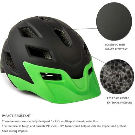 Kids Helmet, Exclusky Kids Bike Helmet Child Boys Girls Bike Helmet Age 5-13 Adjustable Bicycle Scooter Skating Cycle Helmet 50-57cm