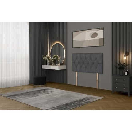 Bed Centre 3FT Single Charcoal Plush Divan Bed Base with Matching Headboard – Stylish Upholstered Platform | No Drawers | UK Made | Durable & Modern Design