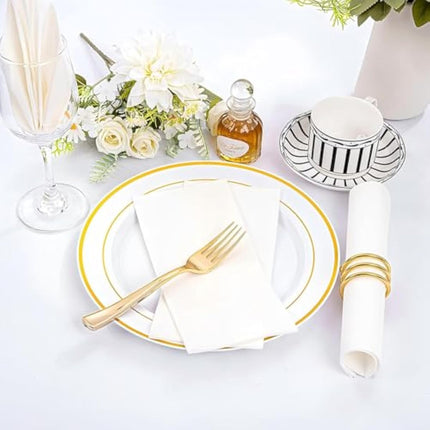 Linen-Feel Guest Towels Disposable Cloth Like Paper Christmas Paper Towles Hand Napkins Soft, Absorbent, Paper Hand Towels for Kitchen, Bathroom, Parties, Weddings, Dinners or Events (White, 200 Pack)