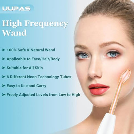 High Frequency Wand - UUPAS High Frequency Facial Wand with 6 Different Neon Tubes for Face/Hair/Body - Home Use Skin Tightening Machine Device for Acne Firming Skin Rejuvenation Wrinkle Removal