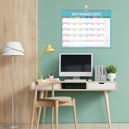 Calendar 2025-2026 - Wall Calendar 2025-2026 with Thick Paper, 2025-2026 Calendar, July 2025 - December 2026, calendar month to view, Twin-Wire Binding Hanging Hook Large Mixed Color Ruled Blocks
