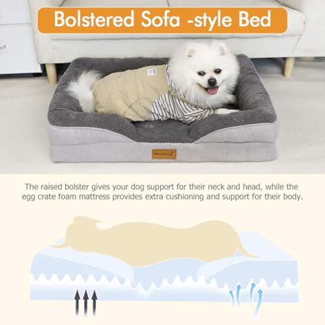 Nepfaivy Dog Bed Extra Large - Waterproof Orthopedic Dog Bed with Pillow Cushions, 111×80cm Soft Extra Large Sofa Bed with Removable and Washable Covers, Dark Grey