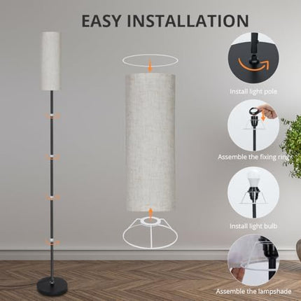 IPARTS EXPERT Floor Lamp for Living Room Modern, LED Reading Standing Lamps with Linen Shade & Foot Switch, 2700k-6500k Dimmable Standard Tall Lamps for Living Room, Bedroom, Office (Linen)
