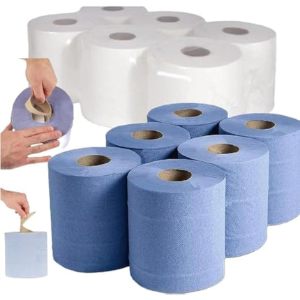 ‎My Homie 6X Blue Paper Rolls Kitchen Household Towel, 2 Ply Kitchen Paper, Centre Feed Tea Tissue Dispenser Wall Mounted, Reusable Hand Tork, Plenty Shop Towel Offers, Cleaning Products Bulk Buy