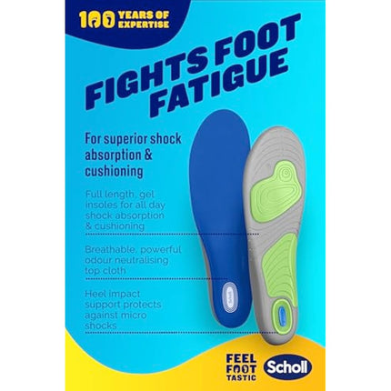 Scholl Insoles Men's Sport Gel Active UK Shoe Size 7-12
