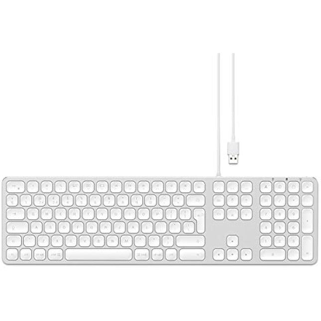 Satechi Aluminum Wired USB Keyboard with Numeric Keypad – for iMac Pro, iMac, Mac Mini, MacBook Pro/Air, Windows, PC or Laptop – Silver