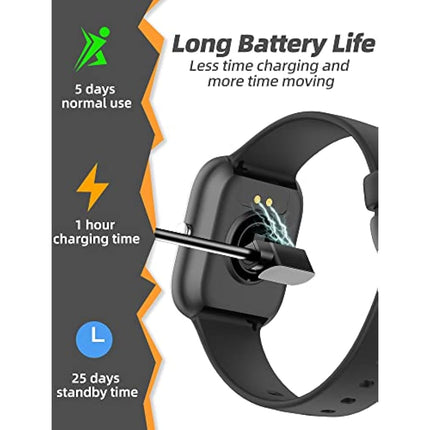 Slothcloud Kids Smart Watch for Boys Girls,IP68 Waterproof Fitness Activity Tracker Watch,Heart Rate Sleep Monitor,8 Sport Modes,Pedometers,Calories Counter,Alarm Clock,Kids Gifts Teens 5+ (Black)