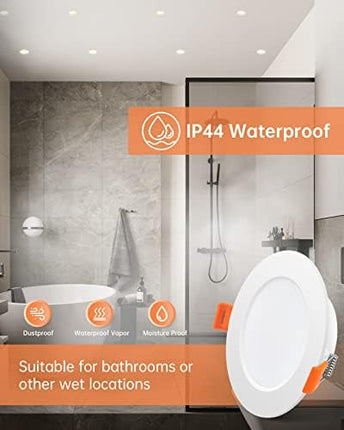 Tomosu LED Downlights for Ceiling Natural White 4000K 5W 450LM, AC 220-240V, Cut Φ75-90mm, 24mm Ultra Slim LED Recessed Ceiling Lights, IP44 Spotlights for Bathroom, 20 Pack