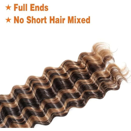 Bulk Human Braiding Hair Deep Wave Human Hair for Braiding Micro Braiding Hair Human Hair 100% Unprocessed Brazilian No Weft Human Hair 20 Inch (100g,4/27)