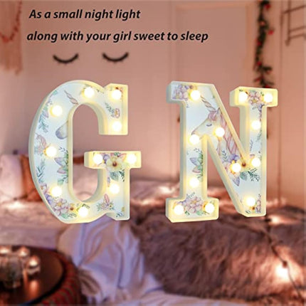 Vimlits Unicorn Light Up Letters, LED Letter Lights Warm White Alphabet Sign Unicorn Gifts for Girls Birthday Unicorn Party Decorations Bedroom Night Light Christmas Valentine Wall Table Decor - X
