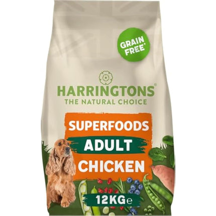 Harringtons Superfoods Complete Grain Free Hypoallergenic Chicken with Veg Dry Adult Dog Food 12kg - Made with All Natural Ingredients