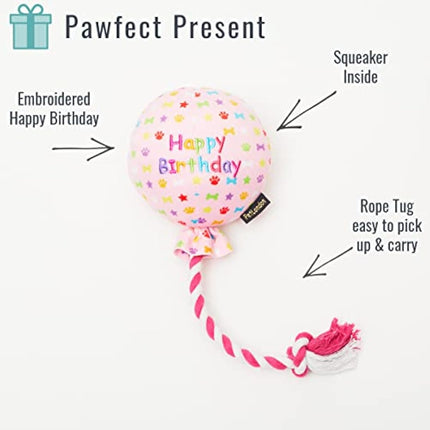 Pet London Birthday Pink Balloon Dog Toy - Celebrate Dog's Happy Birthday - Plush colourful Rainbow Confetti Pattern Dog Party Gift-Perfect Pup Special Day Present-UK Designer Brand-BDAY or Adoption