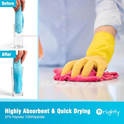 Orighty Microfibre Cleaning Cloths, Pack of 150, Highly Absorbent Cleaning Supplies, Lint Free Cloths for Multiple-use, Powerful Dust Removal Cleaning Rags for House, Kitchen, Car Care(12x12 inch)