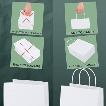 Switory Large Paper Bags for Gifts, White Kraft Gift Bag 16x6x12 Inch, 25 Pcs Party Bags with Handles for Party Favor, Thanksgiving,Birthday,Christian, Christmas.